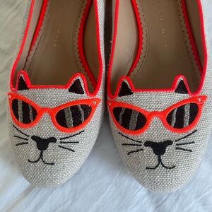 Charlotte Olympia kitty cat flats with sunglasses. 36 1/2.
